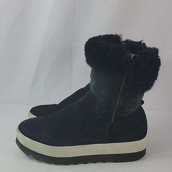 Cougar Shearling Vera Waterproof Platform Chelsea Black Suede Women's Boots - Picture 6 of 15